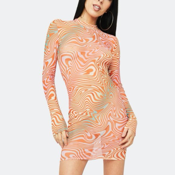 Dolls Kill Dresses Dolls Kill Long Sleeve Mesh Swirl Dress Poshmark